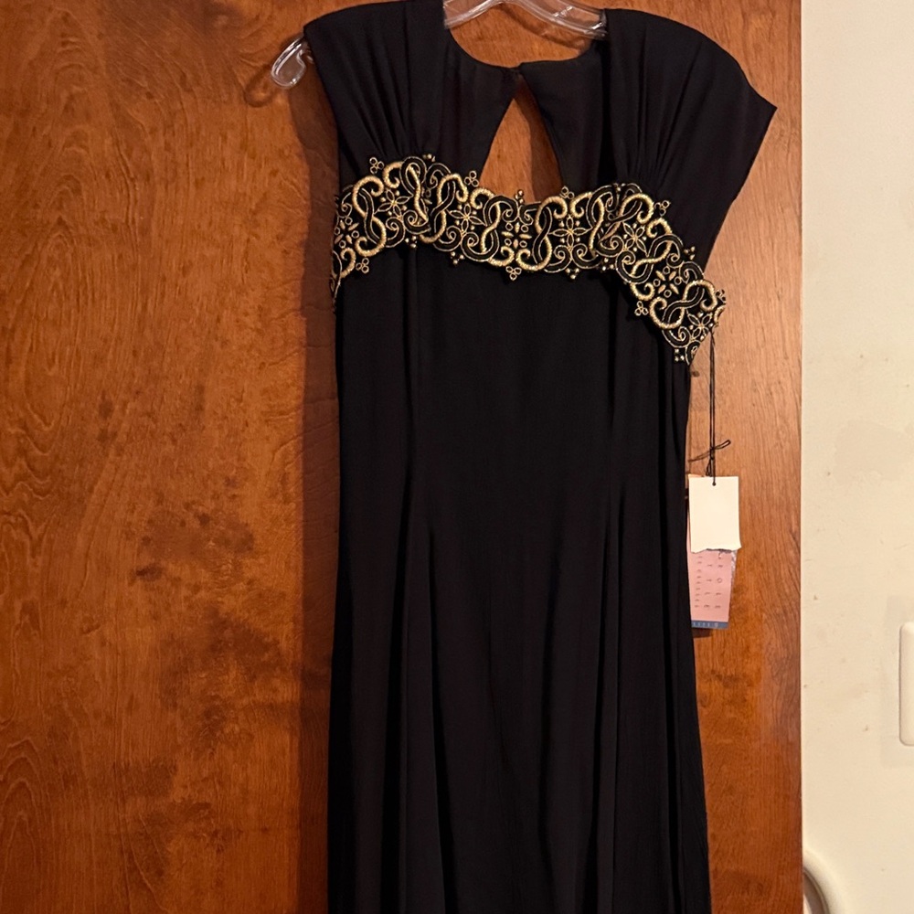Carole Little Black Dress with Gold Accents